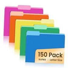 File Folders, 150 Pack Manilla Folders 8.5 x 11, Colored File Multicolored