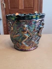 Super Black Amethyst FENTON Verlys Mould VINTAGE Carnival Glass Mermaids Vase