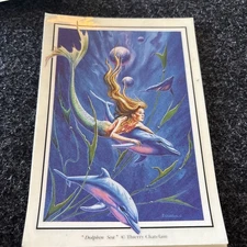Vintage 90’s Dolphin Sea & Mermaid Mystical Decal Sticker Thierry Chatelain