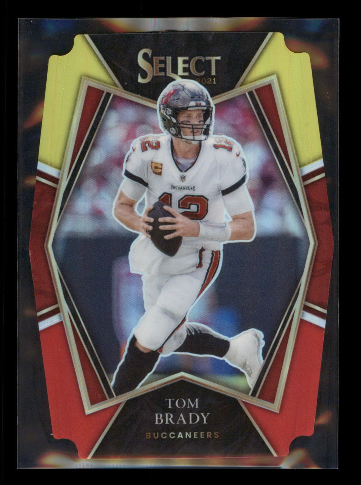 2021 Panini Select #101 Tom Brady Red and Yellow Prizm Die Cut