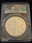 2024 AMERICAN SILVER EAGLE CAC MS70 FIRST DELIVERY PAUL NUGGET SIGNED FLAWLESS