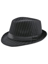 Unisex Classic Manhattan Structured Gangster Trilby Fedora Hat Black
