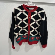 Women’s Vintage Karen Scott Red Christmas Sweater Pullover Size Petite Large