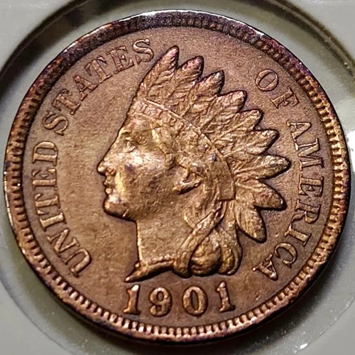 1901 Indian Head Cent - XF+ Details: Cleaned - 4 Diamonds