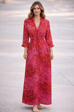 Vintage 70's JCPenney house dress Hawaiian floral maxi sz L loungewear robe vaca