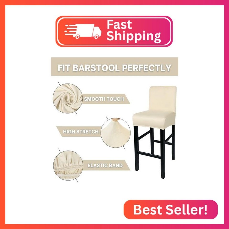 SearchI Stretch Bar Stool Covers Set of 4, Stretch Removable Washable ...