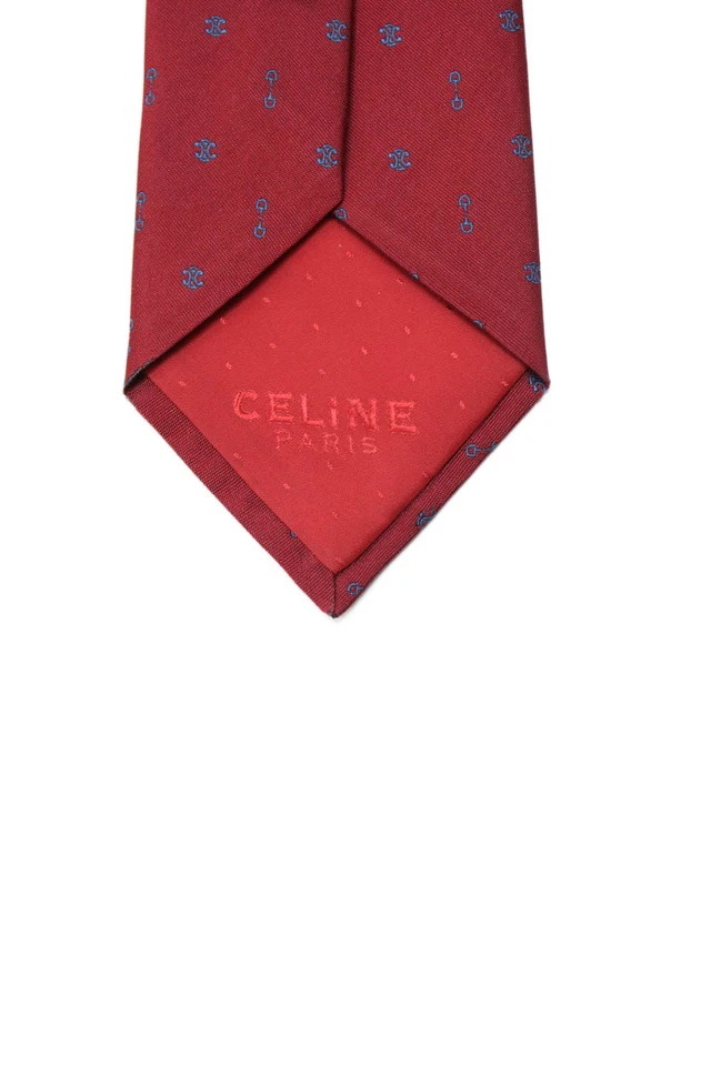 Corbata para hombre Celine clásica de seda con estampado geométrico roja talla única Foto 3 de 4