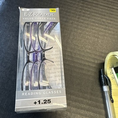 E-Z Reader 3-Pack Reading Glasses 1.25 Distance