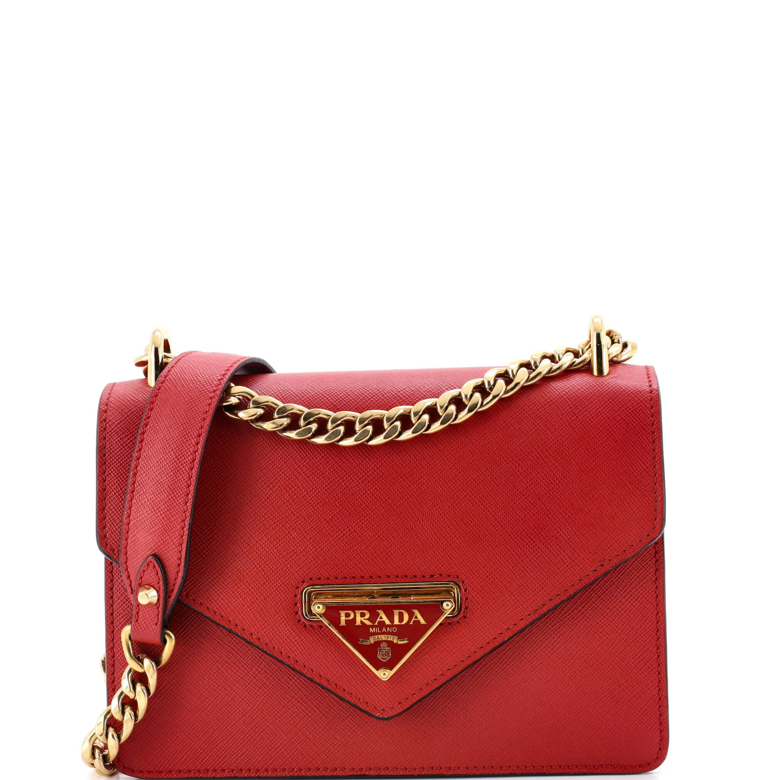 Prada Envelope Flap Chain Shoulder bag Saffiano Leather Small