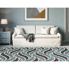 Riverbay Furniture Transitional Polypropylene 4'3"x7'3" Rug in Bone and Blue