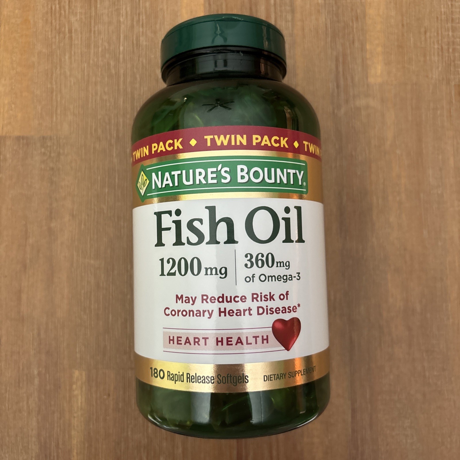Nature's Bounty 1200mg Fish Oil with 360mg Omega-3 180 Softgels Exp 07/25