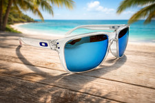 Oakley HOLBROOK XXL 9487 Matte Clear Frames Polarized PRIZM Blue Lens Sunglass