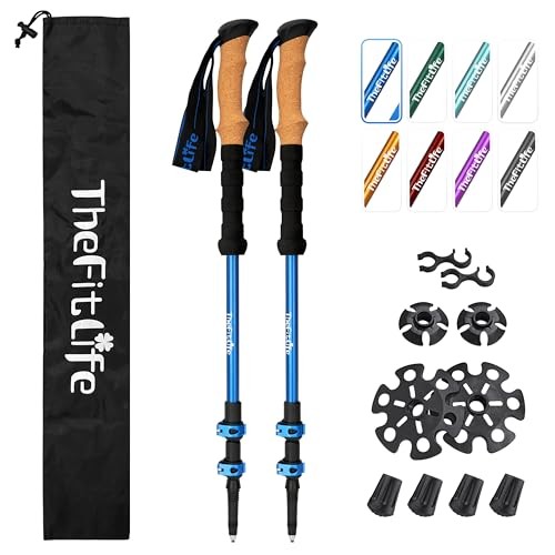 ТРЕККИНГОВЫЕ ПАЛКИ THEFITLIFE ЛЕГКИЕ АЛЮМИНИЕВЫЕ ТРЕККИНГОВЫЕ ПАЛКИ 7075 - СИНИЕ