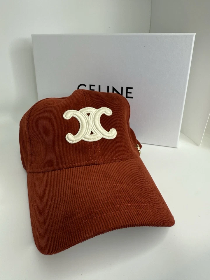 Gorra de béisbol con imperfecciones Celine Triomphe roja pana ajustable G2U Foto 4 de 4