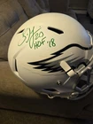 Brian Dawkins Signed Eagles F/S Flat White Speed Replica Helmet with jsa auth.