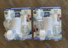 Lot Of 2 Glade Plugins Warmer W/ 2 Refills Beach Life Scented Oils NWT