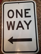 One Way Left Arrow Sign Municipal Grade D.O.T. .080" Gauge Aluminum 18x12"