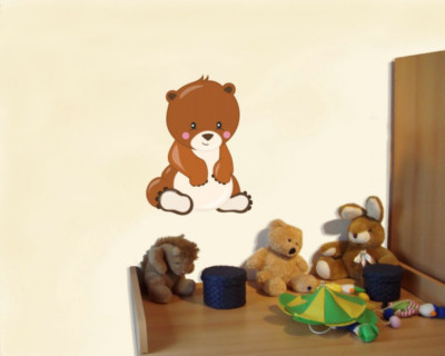 Samunshi Süßes Bärchen Wandtattoo Wandaufkleber Kinderzimmer  4 Größen