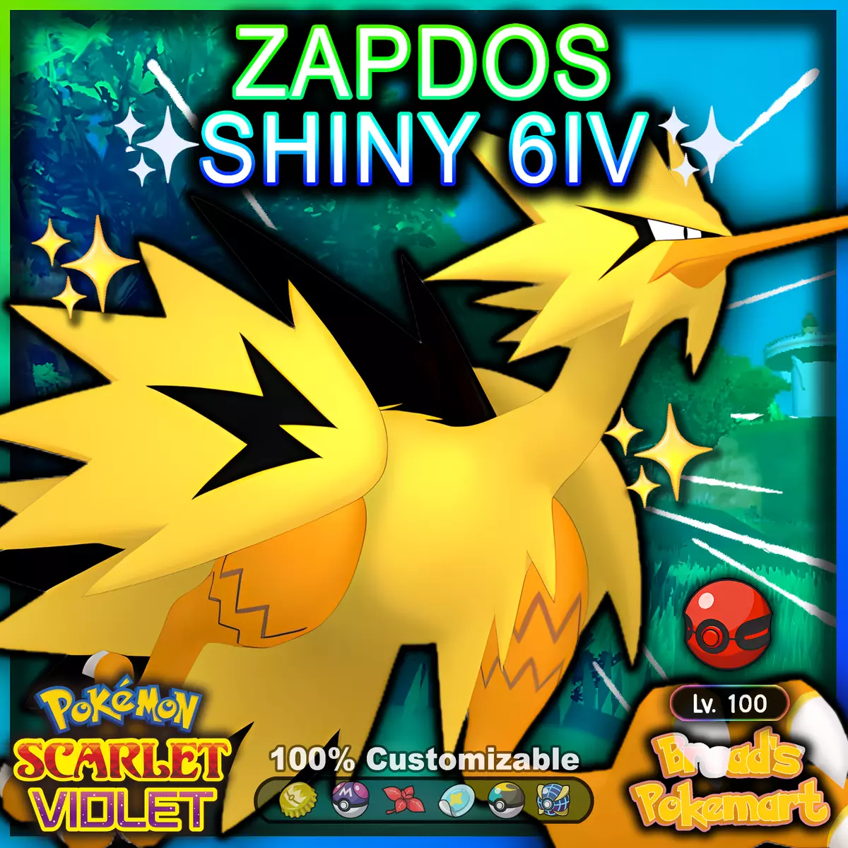 Zapdos ✨ Shiny 6IV ✨ Pokémon Scarlet and Violet