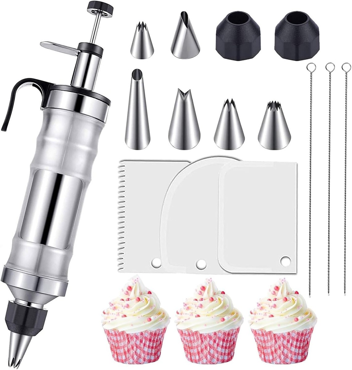 Icing Piping Gun Cake Decorating Set, 14Oz Large Syringe White