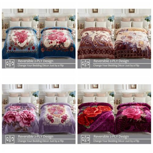 Fleece Mink Heavy Thick Blanket 2 Ply Korean Reversible Bed Blanket Queen King - Afbeelding 1 van 90