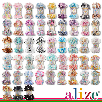 Alize 5 x 100 g Puffy Color Chenillegarn Fingerstricken flauschig 36 Farben