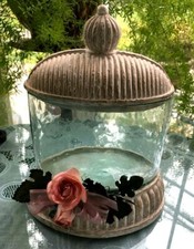 POTPOURRI, BATH BEADS DECORATIVE GLASS / CERAMIC CONTAINER W/ LID