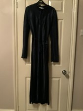 Zara Women Satin Dress With Slit, Size L, Blue, Bnwot