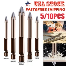 5/10PCS Efficient Drilling Tool Cross Drill Bit for Concrete Ceramic Tile Cement