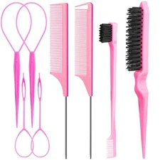 Aigee 8Pcs Hair Styling Combs Set Include 4Pcs Topsy Hair Tail Tools 2 Styles...