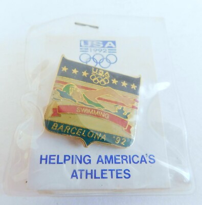 Olympic Memorabilia Barcelona 1992 Swimming Vintage Tack Pin