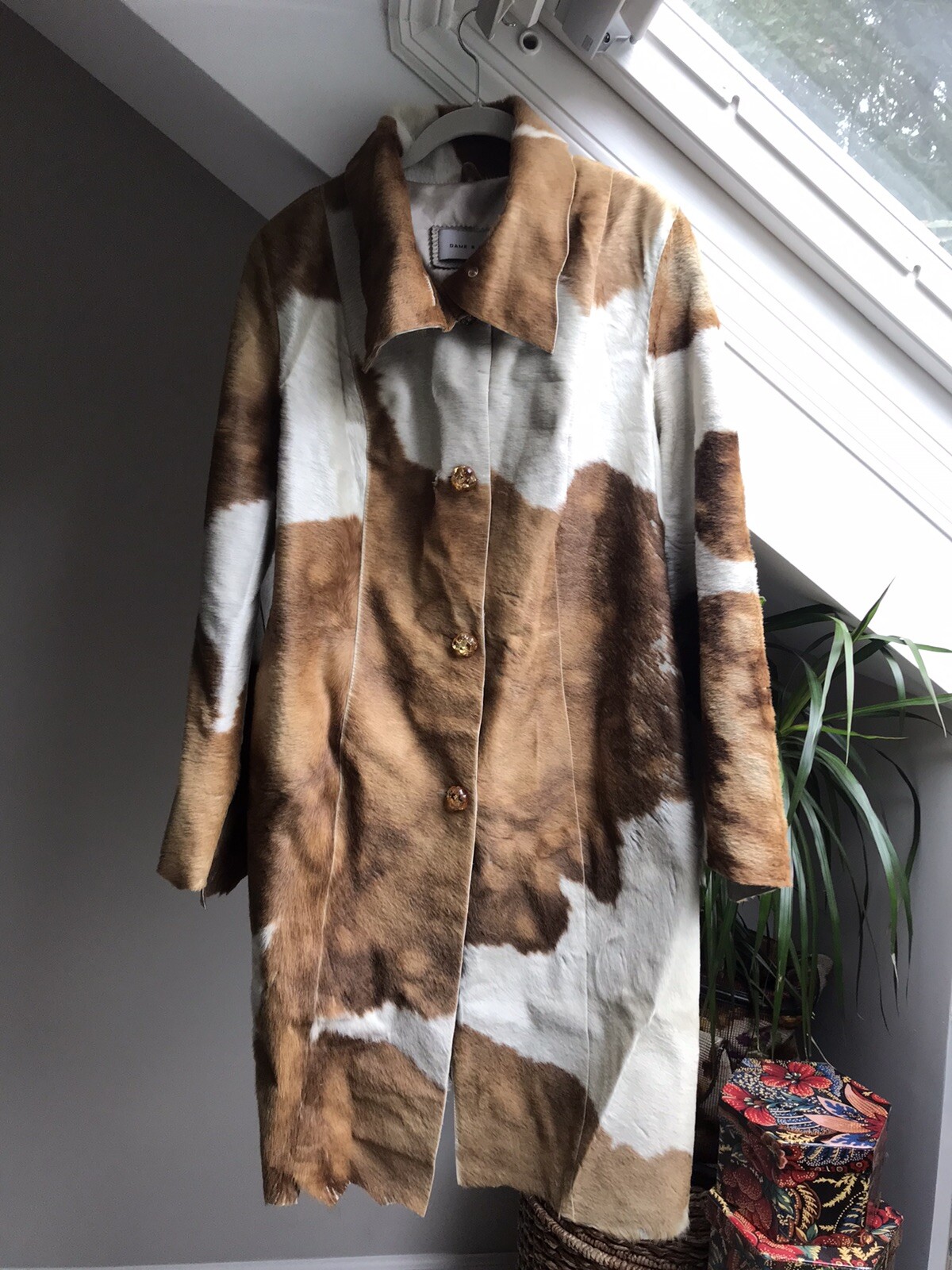 Cappotto Lungo Pelle di Mucca Donna E Cavalieri Grande Pelle Giacca Pelle Pony Vitello