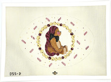CHRISTMAS TEDDY BEAR Hand Painted Needlepoint Canvas - 15 Mesh