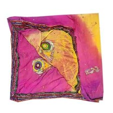 Heavy Pink Vintage Dupatta Georgette Embroidered Long Stole Wrap scarf Hijab