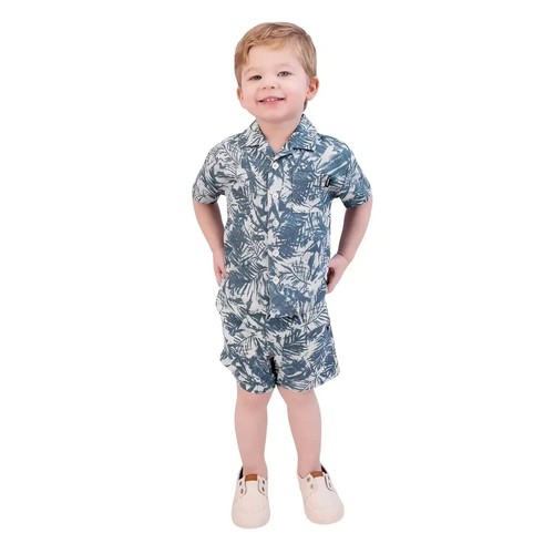 DKNY Baby Boys Size 3 Months Blue 2-piece Cabana Shirt and Shorts Set NWT