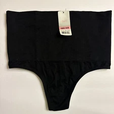 Women's High Waist Tummy Control Top Thong Panty Seamless Shapewear, Black
