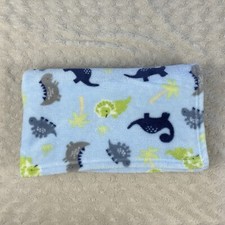 Parent's Choice Blue Green Gray Dinosaur Baby Blanket Palm Tree Dino Print Lovey