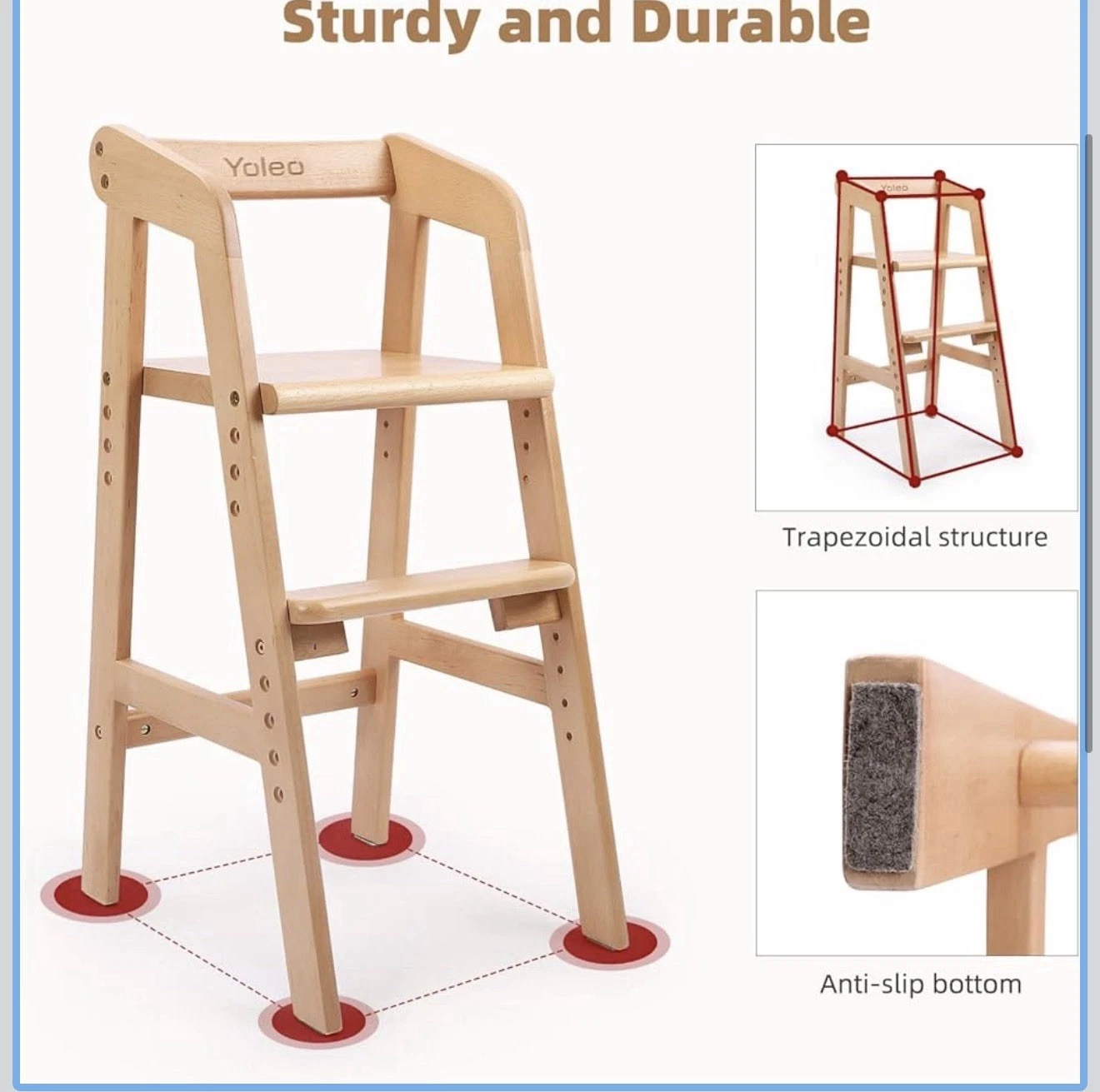 Yoleo Wooden High Chair for Toddlers Adjustable Dining Feeding
Opens in a new window or tab