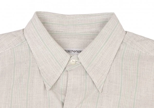 EMPORIO ARMANI Cotton Rayon Stripe Long Sleeve Shirt Size L(K-137619) - Image 2 of 4