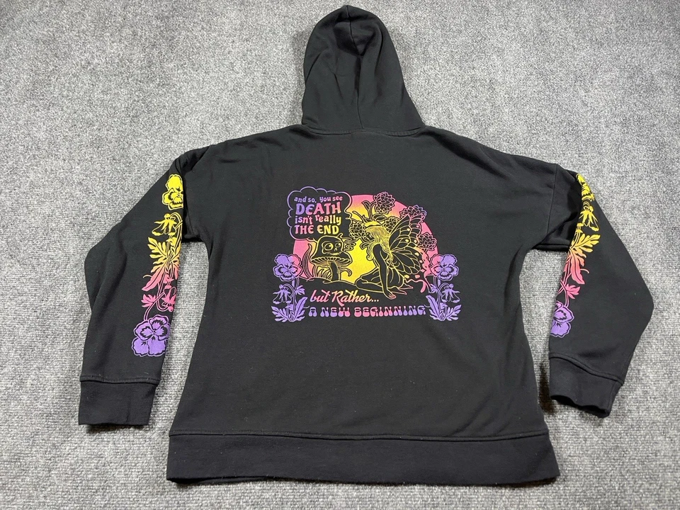 Empyre Sudadera con Capucha Mujer Pequeña Manga Larga Gráfico Seta Negra Damas Foto 3 de 4