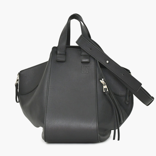LOEWE HAMMOCK Shoulder Bag Calfskin Black Unisex #WSB10049