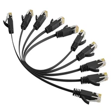 Elecan Cat 6 Flat Ethernet Cable 1 Ft/5 Pack, High Speed Slim Short Patch Cables