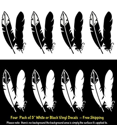 Native American Eagle Feathers Four 5'' Vinyl Decals Car Window Any Flat Surface