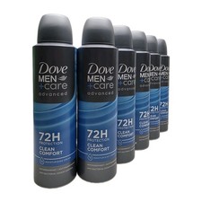 6 Pack, Dove Men Care Clean Comfort Anti-Perspirant Deodorant Spray 150 ml.