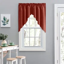 Lisa Solid 36 In. L Polyester/Cotton Tailored Swag Valance in Red