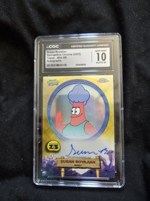 Topps SpongeBob Chrome 2025 No. SA-SB Susan Boyajian Voicing Mary Auto CGC 10