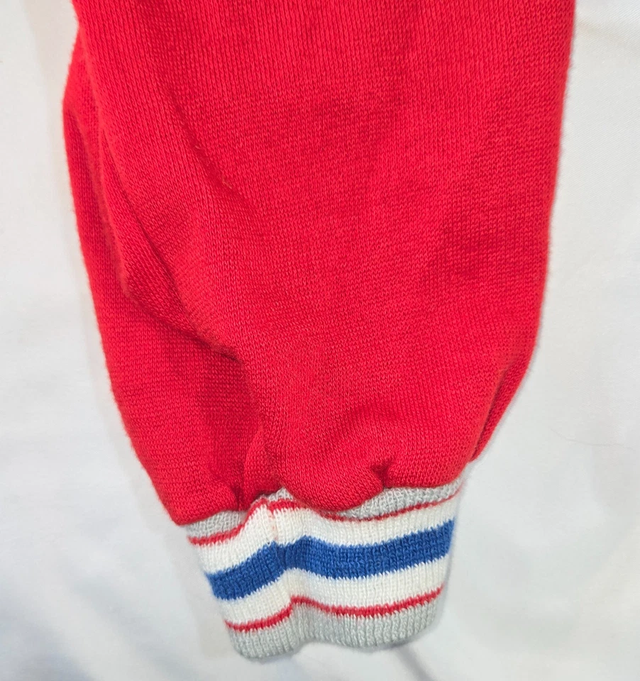 Vintage Boy's Montgomery Ward Hoodie Pant Sweatsuit Size 4/5 Red with Blue Grey - Image 2 of 4