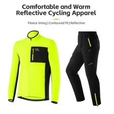 ROCKBROS Winter Cycling Suit Jacket  Pants Reflective Windproof Thermal Fleece