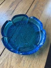 Vintage Cobalt Blue Glass 7” Round Ashtray Dish 1970’s ?
