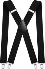 Men's Heavy Duty Suspenders 3.5cm Wide Braces with Strong Metal Clips Adjustable